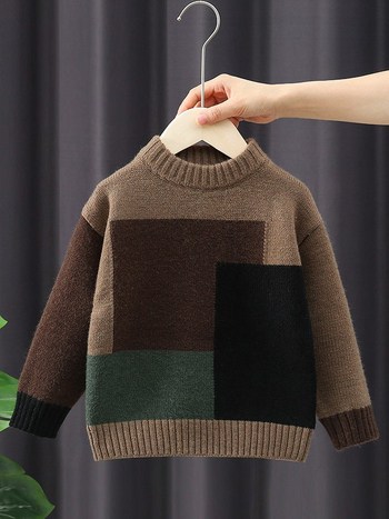 Gyerek pulóver, koreai változat, kontrasztos minta, Arctic fleece anyag, 10% spandex