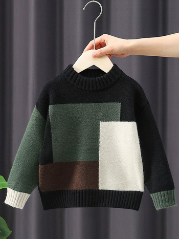 Gyerek pulóver, koreai változat, kontrasztos minta, Arctic fleece anyag, 10% spandex