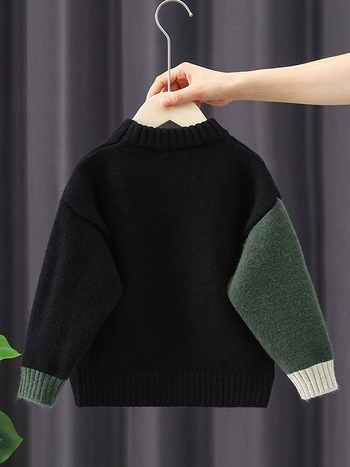 Gyerek pulóver, koreai változat, kontrasztos minta, Arctic fleece anyag, 10% spandex