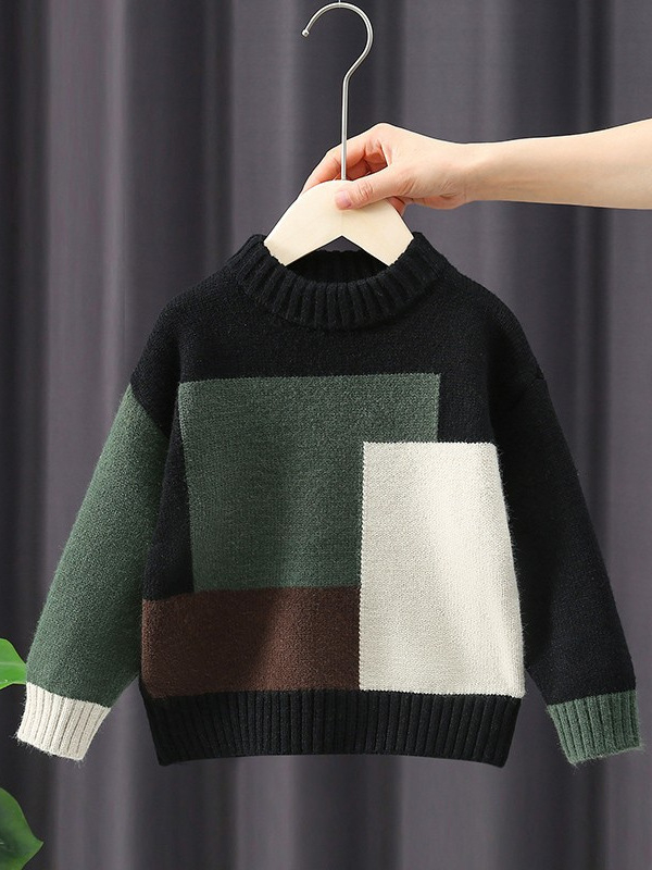 Gyerek pulóver, koreai változat, kontrasztos minta, Arctic fleece anyag, 10% spandex