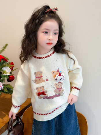 Gyerekeknek szóló koreai stílusú pamut pulóver, kerek nyakú, hosszú ujjú, 3–8 éveseknek, 2025-ös téli szezon.