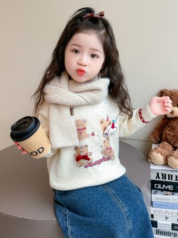 Gyerekeknek szóló koreai stílusú pamut pulóver, kerek nyakú, hosszú ujjú, 3–8 éveseknek, 2025-ös téli szezon.