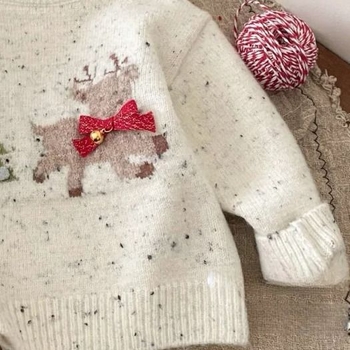Dječji pleteni pulover za Božić, korejskog stila, pamuk, dugi rukavi, crtani motiv