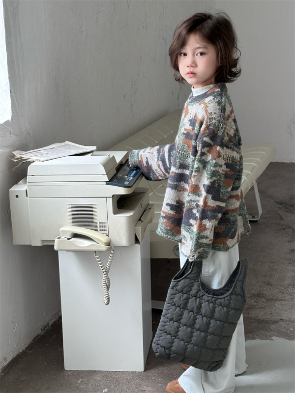 Pulover pentru copii cu imprimeu camuflaj, stil coreean, guler rotund, potrivit pentru vârsta 3–8 ani.