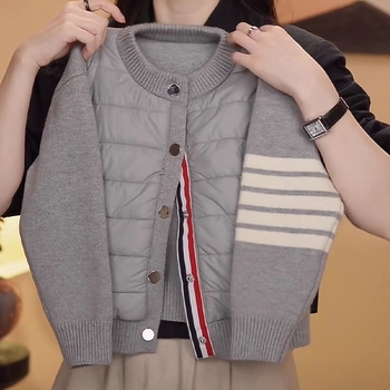 Dječji pleteni kardigan jakna, korejski stil, debela tkanina od zečijih dlaka, okrugli ovratnik, dugi rukavi