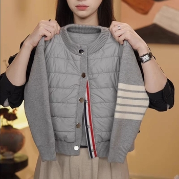 Dječji pleteni kardigan jakna, korejski stil, debela tkanina od zečijih dlaka, okrugli ovratnik, dugi rukavi
