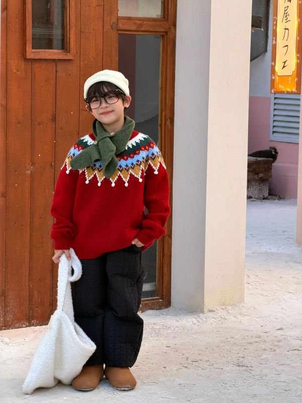 Dječji zimski pleteni džemper za dječake — jednobojan, mekan dodir, pamuk mješavina 30-50%, dugi rukavi, okrugli izrez, 3-8 godina (100-140 cm), zima 2025