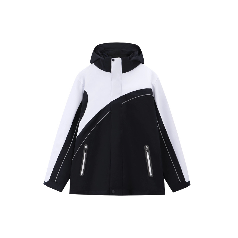 Ziemas–pavasara–rudens 3-in-1 skolas uniformas jaka komplekts – vējaizturīgs un ūdensnecaurlaidīgs, noņemama kapuce, rāvēslēdzējs priekšā, unisex, mīksts poliesters