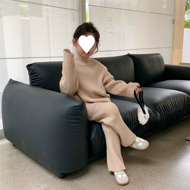 Detský zimný pletený sveter s vysokým golierom, korejský štýl, dlhé rukávy, novorodenci 0–1 rokov