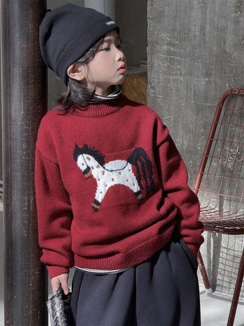 Παιδικό πουλόβερ με κουκούλα σε κορεάτικο στυλ, χειμώνας 2025, μακρυμάνικο, ανάμειξη ακρυλικό-νάιλον-PBT