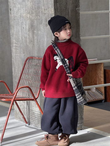 Παιδικό πουλόβερ με κουκούλα σε κορεάτικο στυλ, χειμώνας 2025, μακρυμάνικο, ανάμειξη ακρυλικό-νάιλον-PBT