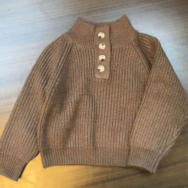 Gyerekeknek kötött pulóver, koreai stílusú, fél magas gallérral, nyúlszőrrel, téli szezon, 0–1 éves korig