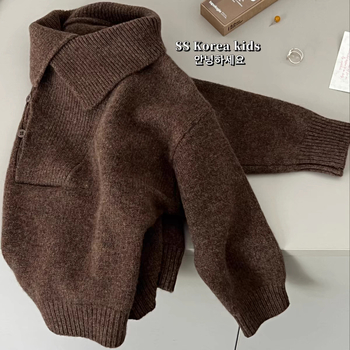 Gyermekeknek készült kötött pulóver polo gallérral, poliészter alapanyag, egyszínű, újszülötteknek (0–12 hónap), 2025-ös tél