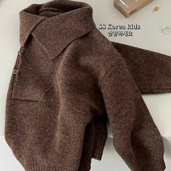 Gyermekeknek készült kötött pulóver polo gallérral, poliészter alapanyag, egyszínű, újszülötteknek (0–12 hónap), 2025-ös tél