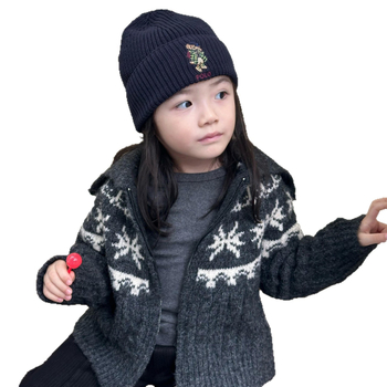 Gyerekeknek szóló kardigán cipzárral és gallérral, csíkos kötött, hosszú ujjú, alpaka gyapjú és 45% akril keverék, lágyított, enzimes mosással készült anyag, megfelelő téli, tavaszi és őszi szezonokra