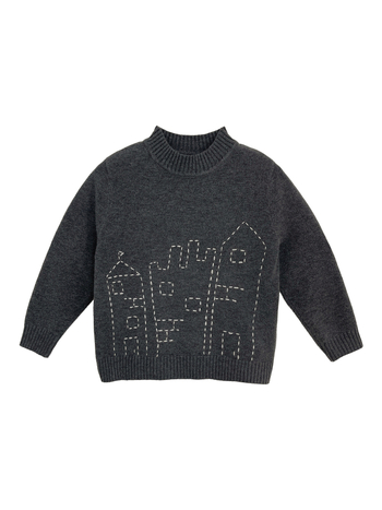 Uniszex gyerek pulóver színblokkal, kerek nyak, hosszú ujj, akril szál