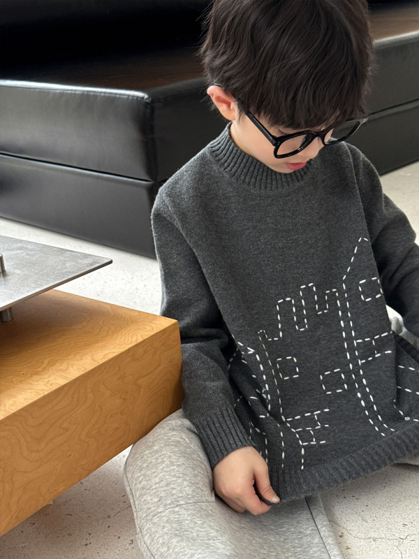 Uniszex gyerek pulóver színblokkal, kerek nyak, hosszú ujj, akril szál