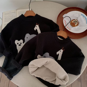 Dječji debeli karikaturni pulover, unisex, dugi rukav, okrugli izrez, akril 55%, meka tekstura