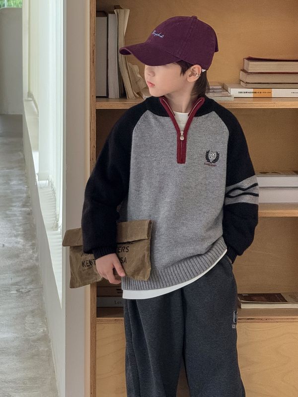 Fiúknak szóló gyerek pulóver, Lion Rhino, téli vastag kötés, 58% pamut, kerek nyakú, hosszú ujjú