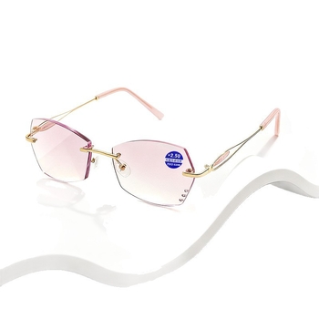 Keret nélküli olvasó szemüveg, gyémántvágott él, anti-kék fény, PC lencsék, fém keret, HD látás