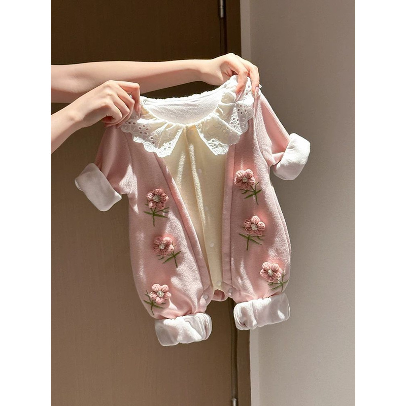 Pamutból készült uniszex rövidujjú overál csecsemőknek és kisgyerekeknek, pulóver-stílus, koreai dizájn