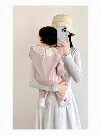 Pamut bébi overál, hercegnő-stílusú, galléros lotusleveles, hosszú ujjú, pulóver, tavasz–őszre, 1–3 éveseknek