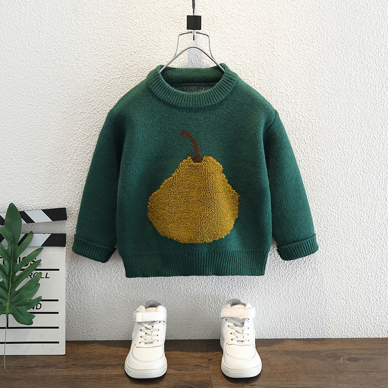 Gyermekeknek készült pamut kötött pulóver, vastagított, kerek nyakú, hosszú ujjú, koreai stílusú, 3–8 éveseknek
