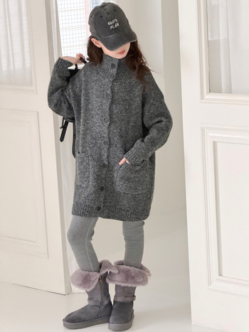 Bērnu kardigan, Korejas stila, vienrindu pogu aizdare, kokvilnas/elastāna maisījums, ziemas