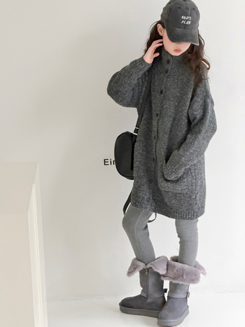 Bērnu kardigan, Korejas stila, vienrindu pogu aizdare, kokvilnas/elastāna maisījums, ziemas