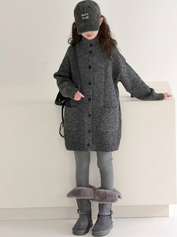 Bērnu kardigan, Korejas stila, vienrindu pogu aizdare, kokvilnas/elastāna maisījums, ziemas