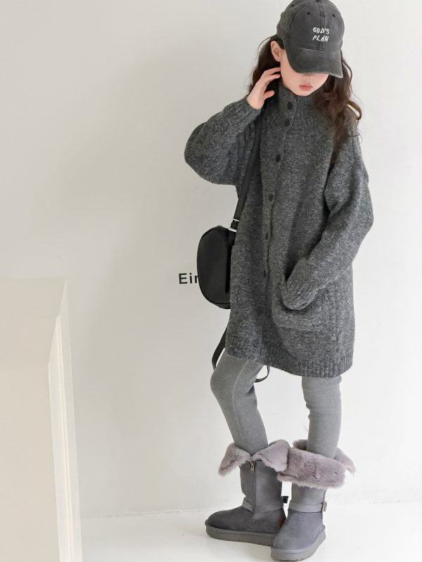 Bērnu kardigan, Korejas stila, vienrindu pogu aizdare, kokvilnas/elastāna maisījums, ziemas
