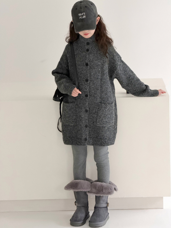 Bērnu kardigan, Korejas stila, vienrindu pogu aizdare, kokvilnas/elastāna maisījums, ziemas