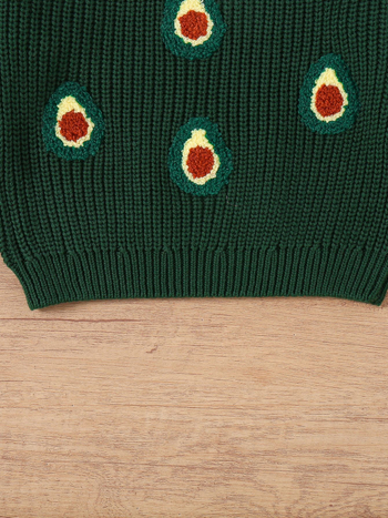 Bērnu džemperis ar avokado karikatūras rakstu, 100% kokvilna, garas piedurknes, apaļš kakla izgriezums, ziemas apģērbs 1–3 gadiem