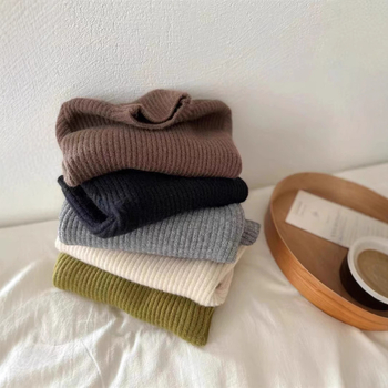 Bērnu džemperis Korejas stilā ar kokvilnas audumu un fleece odai, augstu apkakli, ziemas 2023, bērniem no 3 līdz 8 gadiem