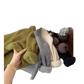 Bērnu džemperis Korejas stilā ar kokvilnas audumu un fleece odai, augstu apkakli, ziemas 2023, bērniem no 3 līdz 8 gadiem