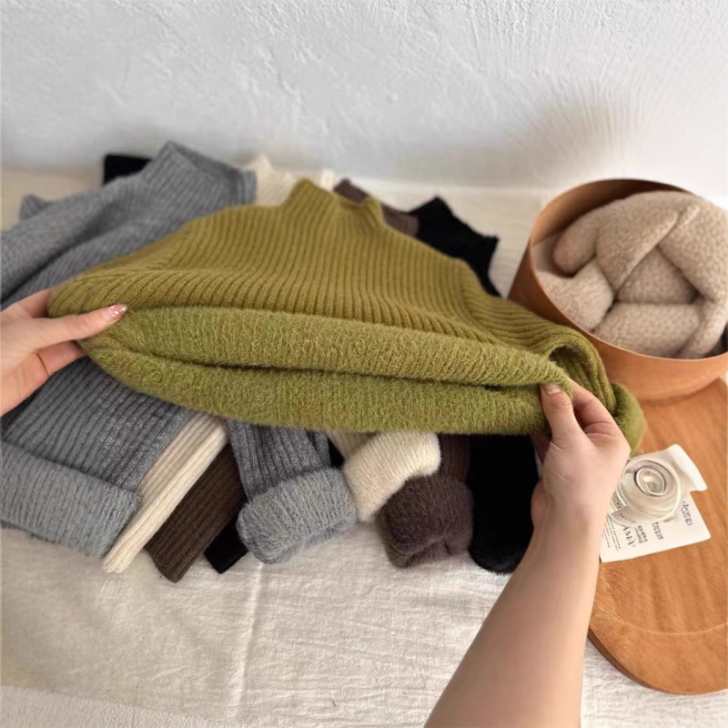 Bērnu džemperis Korejas stilā ar kokvilnas audumu un fleece odai, augstu apkakli, ziemas 2023, bērniem no 3 līdz 8 gadiem