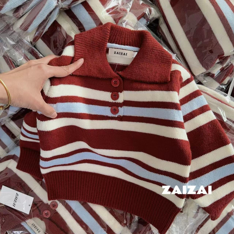 Bērnu polo stila džemperis ar apkakli, korejiskais stils, garās piedurknes, mīksts audums, 30% poliestera