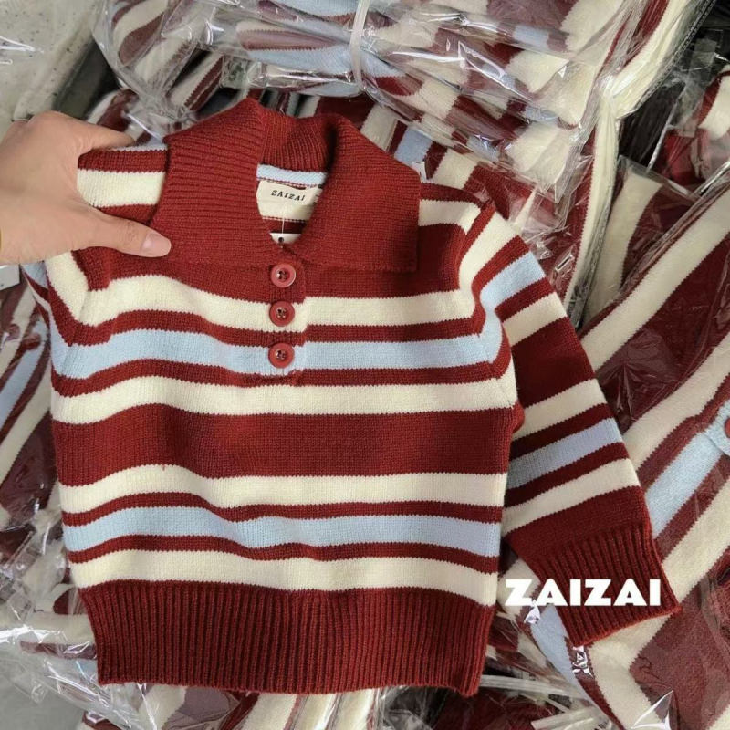 Bērnu polo stila džemperis ar apkakli, korejiskais stils, garās piedurknes, mīksts audums, 30% poliestera