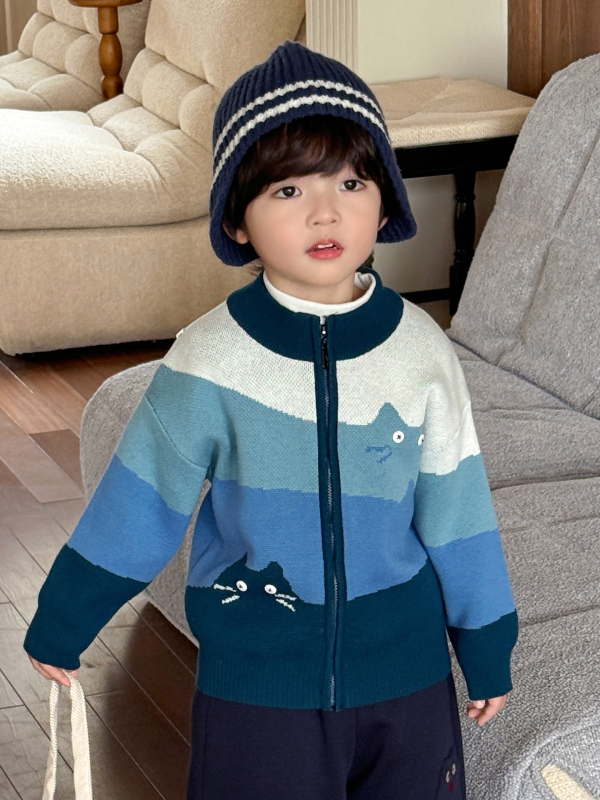 Dječji kardigan na zip, 100% pamuk, mekano obrađen materijal, korejski stil, gradientni uzorak