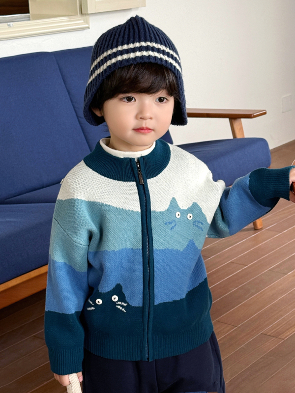 Dječji kardigan na zip, 100% pamuk, mekano obrađen materijal, korejski stil, gradientni uzorak