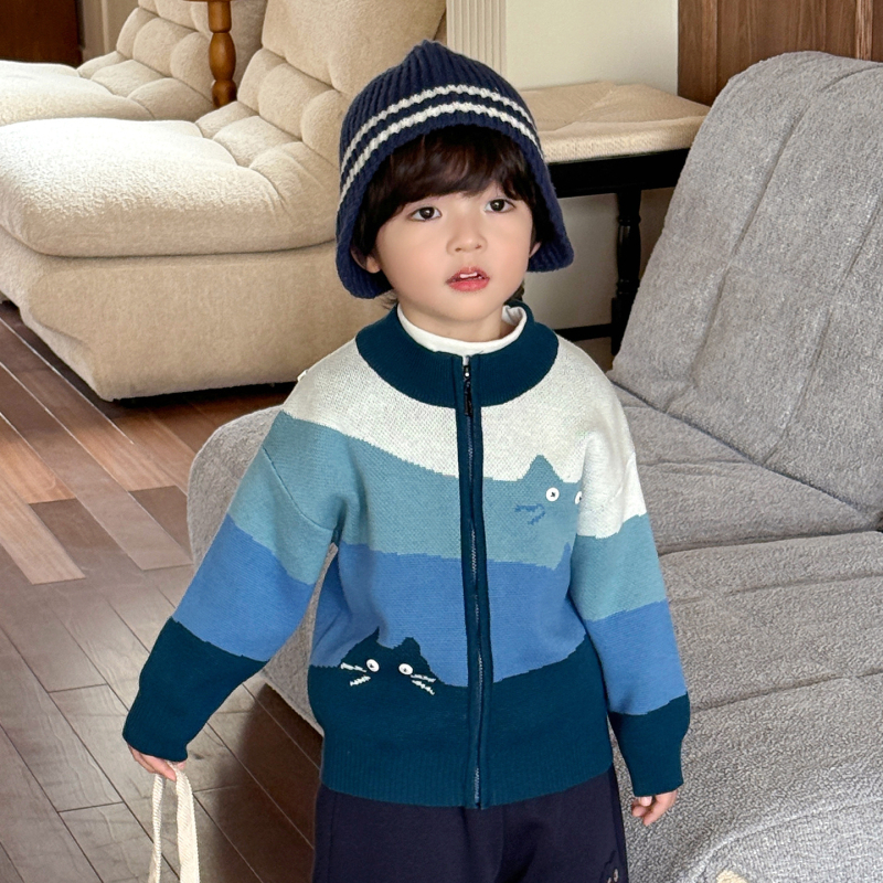 Dječji kardigan na zip, 100% pamuk, mekano obrađen materijal, korejski stil, gradientni uzorak
