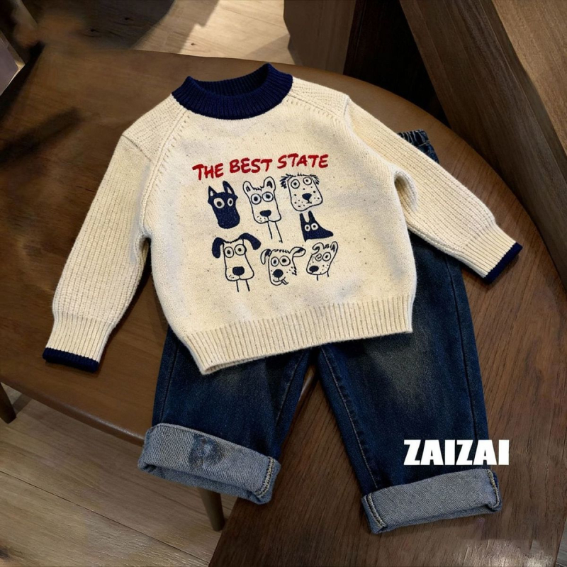 Dječji debeli pleteni pulover, unisex, s okruglim izrezom, topao zimi