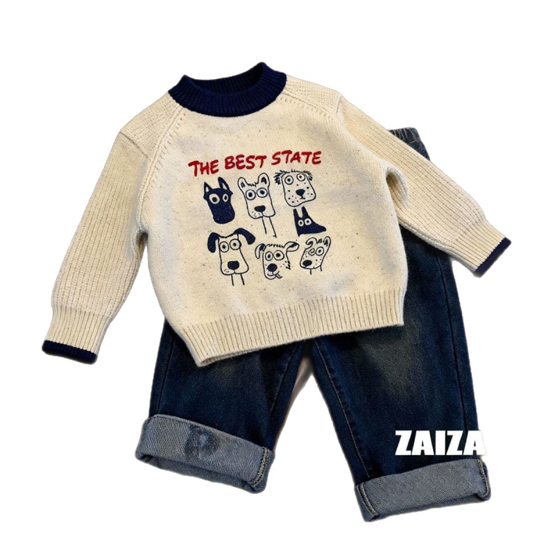 Dječji debeli pleteni pulover, unisex, s okruglim izrezom, topao zimi