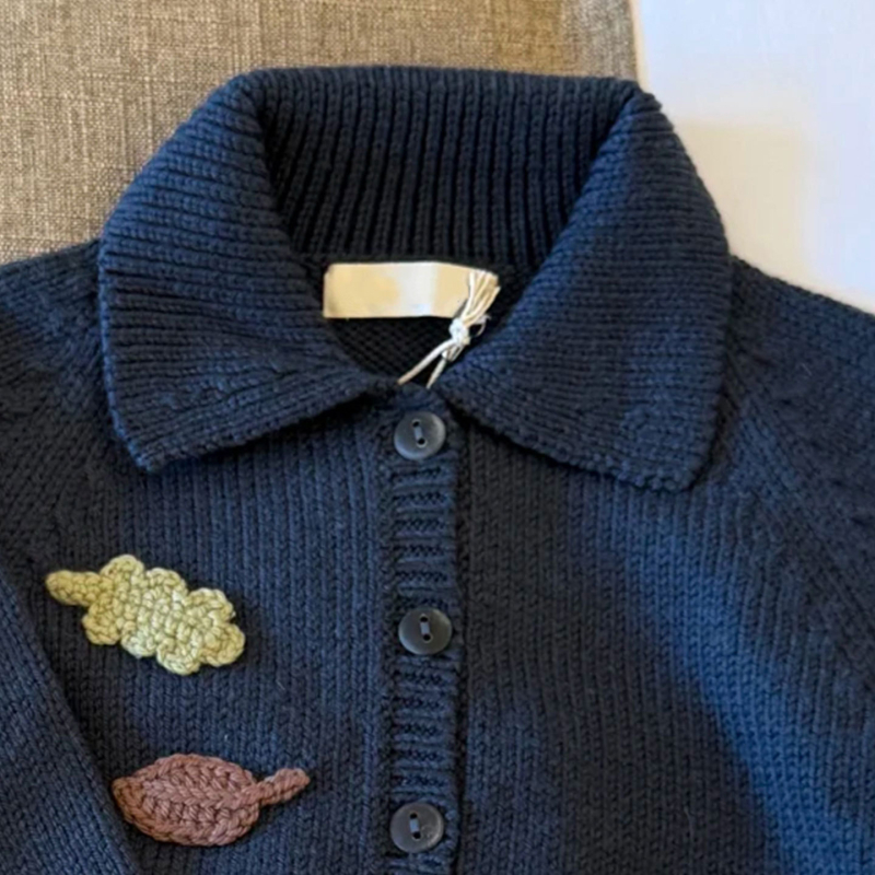 Dječji pleteni kardigan s životinjskim uzorkom, korejski stil, poliester, zatvarač sprijed, za dobnu skupinu 3–8 godina