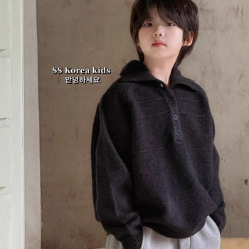 Bērnu adījuma džemperis ar apakakli, korejiska stila, rudens–ziema, garas piedurknes, poliestera adījums