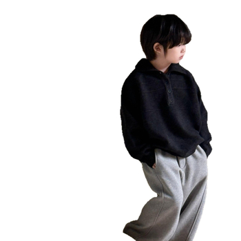 Bērnu adījuma džemperis ar apakakli, korejiska stila, rudens–ziema, garas piedurknes, poliestera adījums