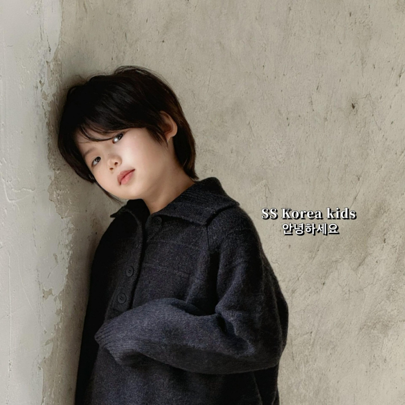 Bērnu adījuma džemperis ar apakakli, korejiska stila, rudens–ziema, garas piedurknes, poliestera adījums