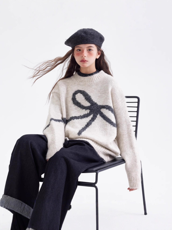 Bērnu džemperis ar apaļu kaklu, garām piedurknēm, Korejas stils, rudens-ziemas 2025, mīksts adīts