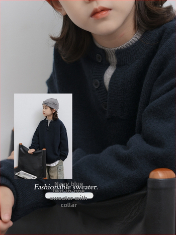 Bērnu džemperis zēniem, Korejas stils, 58% kokvilna, garas piedurknes, apaļais kakls