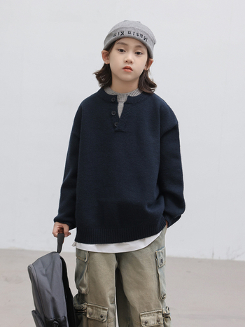 Bērnu džemperis zēniem, Korejas stils, 58% kokvilna, garas piedurknes, apaļais kakls